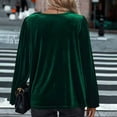 thumbnail image 4 of Women's Elegant Velvet Cowl Neck Ruched Tops Dressy Casual Long Sleeve Vintage Velour Christmas Blouse Shirts, 4 of 6