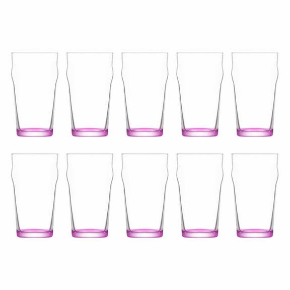 10 ARC Nonic Beer Glasses Set, 19 oz. - Clear, Pub, USA made - Pink