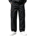 thumbnail image 2 of DYTTDG Men’s Drawstring Cargo Pants, Elastic Waist Full Length Straight Leg Trousers with Multi Pockets, Solid Color Casual Wear for Daily Walking & Outdoor, 2 of 8