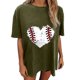 thumbnail image 2 of Tops de manga corta con hombros caídos informales de verano para mujer, camisetas divertidas con cuello redondo y estampado de béisbol OAVQHLG3B Store  lin121212, 2 of 5