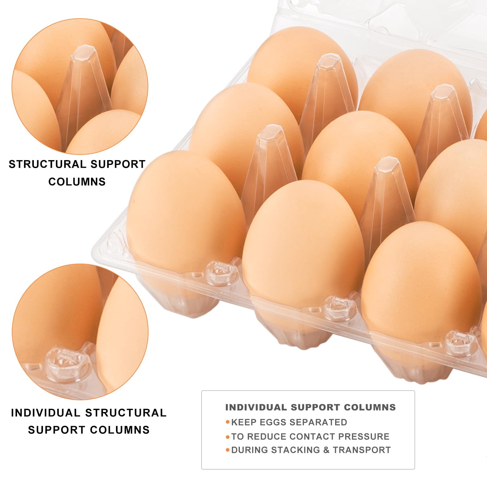 100 Pack Clear Plastic Egg Cartons  Reusable Stackable Containers For Farm Market & Fridge Storage 3*4 Grid