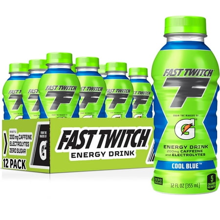 Fast Twitch by Gatorade Energy Drink, Cool Blue, 12 fl oz, 12 Count Bottles