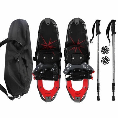 Goplus 27'' RED All Terrain Sports Snowshoes + Walking Poles + Free Carrying