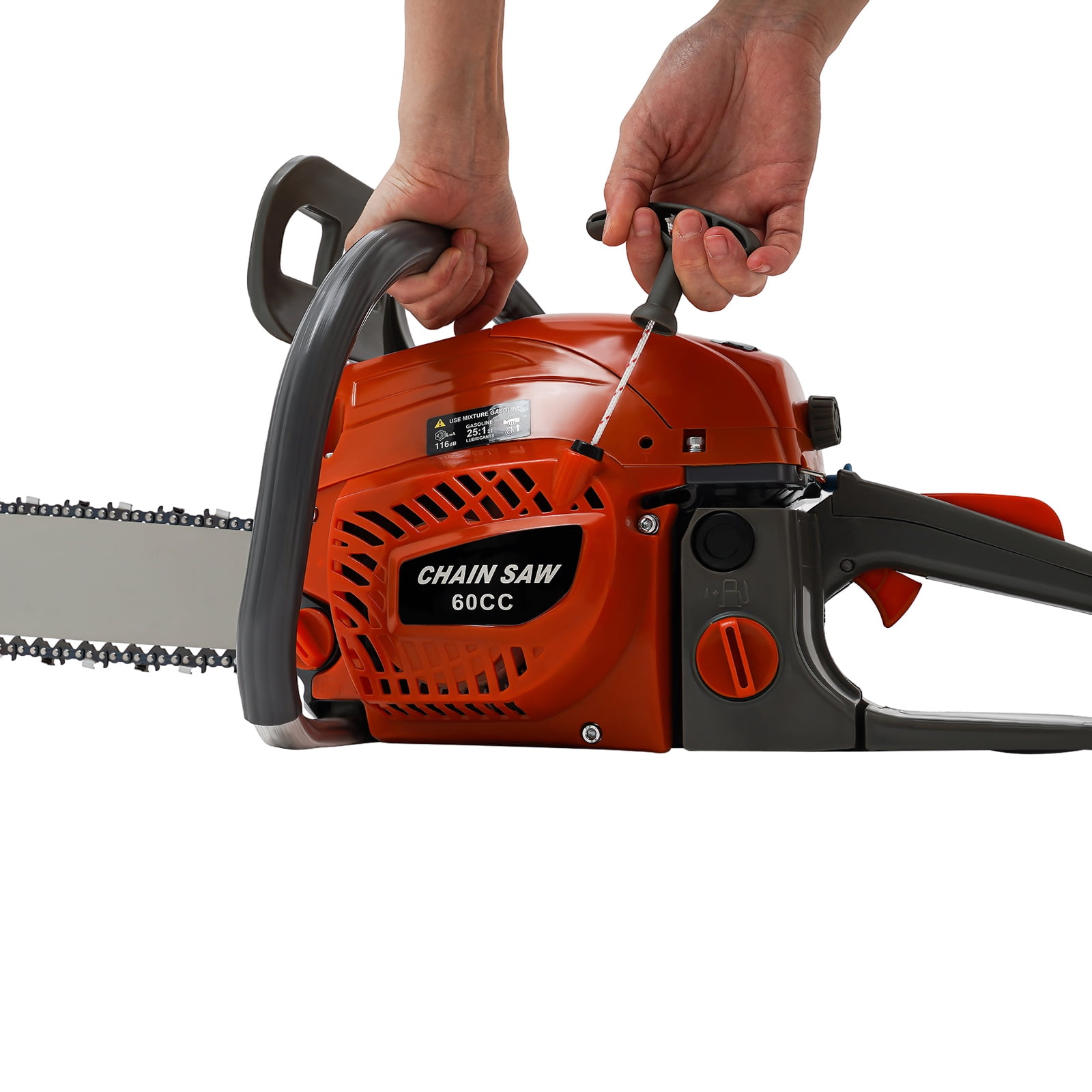 YIYIBUYS 60CC 2-Stroke Gas Powered Chainsaw Handheld Cordless Petrol Chain Saw Gasoline Chainsaw for Garden Pruning, Forest Logging, Chopping Wood Outdoor Wood Cutting
