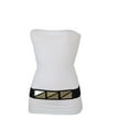 thumbnail image 3 of Women Black Stretch Fashion Belt Gold Triangle Buckle S M, 3 of 11