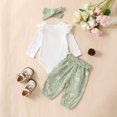 thumbnail image 3 of Hienoo Infant Girl's Knitting Outfit Sets Ruffle Long Sleeve Bodysuit + Long Pants Headband, 3 of 8