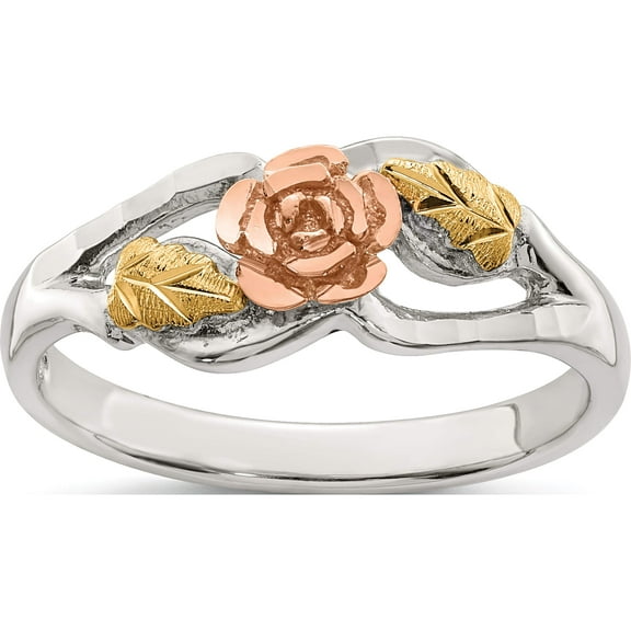 Sterling Silver & 12K Rose Ring (Size 6) Made In United States qbh189-6