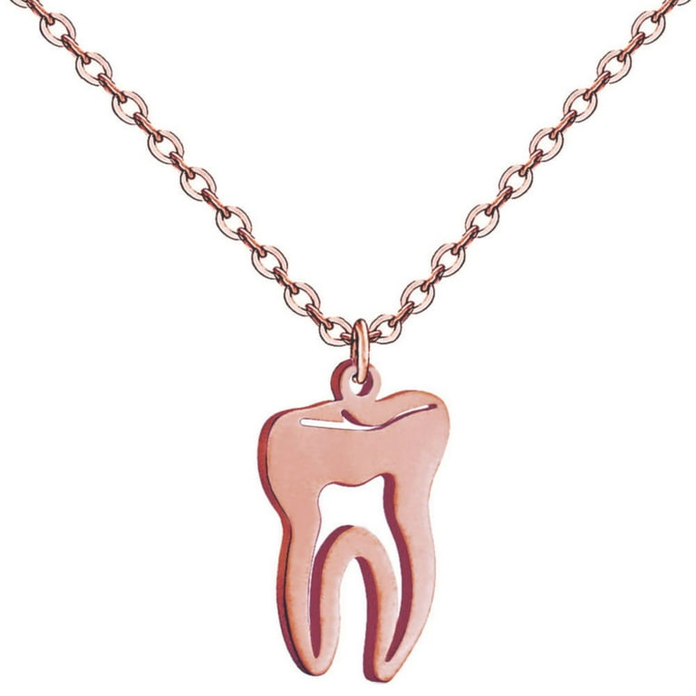 Tooth Gold Plated Jewelry Stainless Steel Necklace Three Colors Stainless Steel Tooth Pendant Necklace, Adult Unisex, Size: One Size