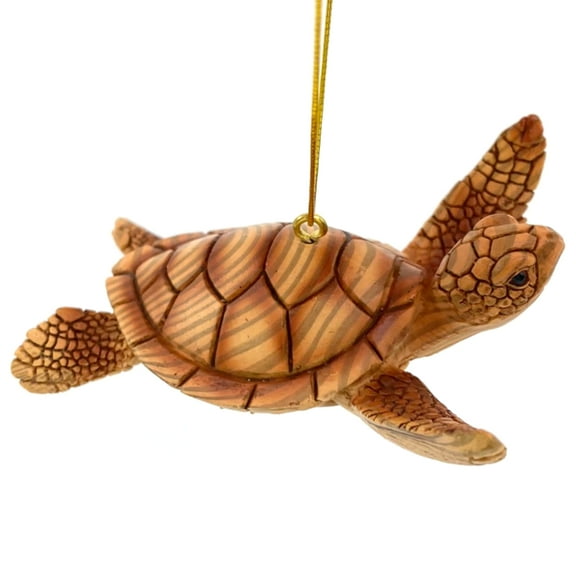 Sea Turtle Ornament- Hanging Christmas Tree Decoration Figurine Beach Ocean Marine Life, 3 inch