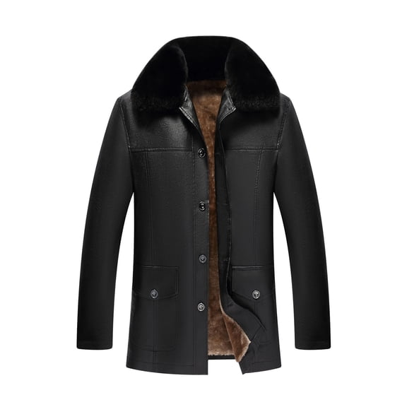 MaFYtyTPR Winter Jackets for Men Fashion Imitation Mink Velvet Warm Vintage Jacket Long Sleeve Winter Coat on Black M(US 4)