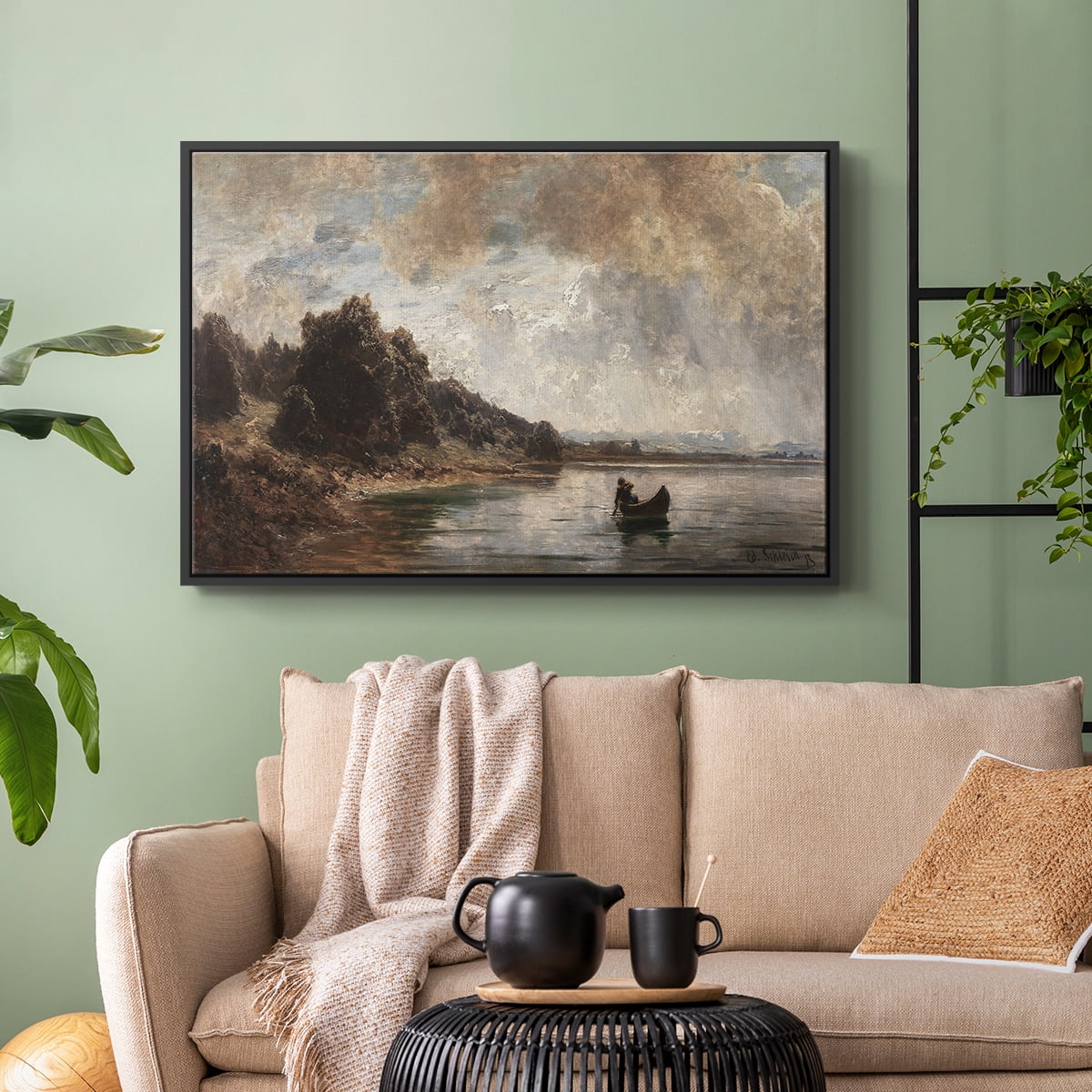 Vintage Landscape-CCXXVIII By Wexford Home Framed in Black Wood Gallery Wrapped Canvas 27 in. x 41 in.
