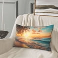 thumbnail image 5 of Gukieu Tropical Sunset Beach Scene Print Plush Pillow Cover, Hidden Zipper Pillow Protector without Pillow Core, Suitable for Bedroom, Office, Car Decoration-14"x20", 5 of 6