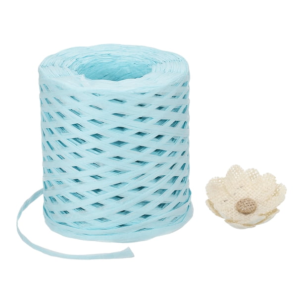 Cinta de papel de rafia Uxcell 200m/656ft Cinta de rafia Hilo de kraft para envolver regalos, suministros de manualidades (Azul claro)