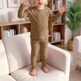 thumbnail image 2 of Enyan Toddler Boys Girls Thermal Underwear Set Kids Thermals Long Johns Tops Bottom Warm Unisex Outfit Coffee,1-2 Years, 2 of 5