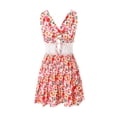 thumbnail image 4 of Coduop Women's Casual Sleeveless Mini Dress Floral Print Deep V-Neck Tie-Up Backless Short Dress, 4 of 7