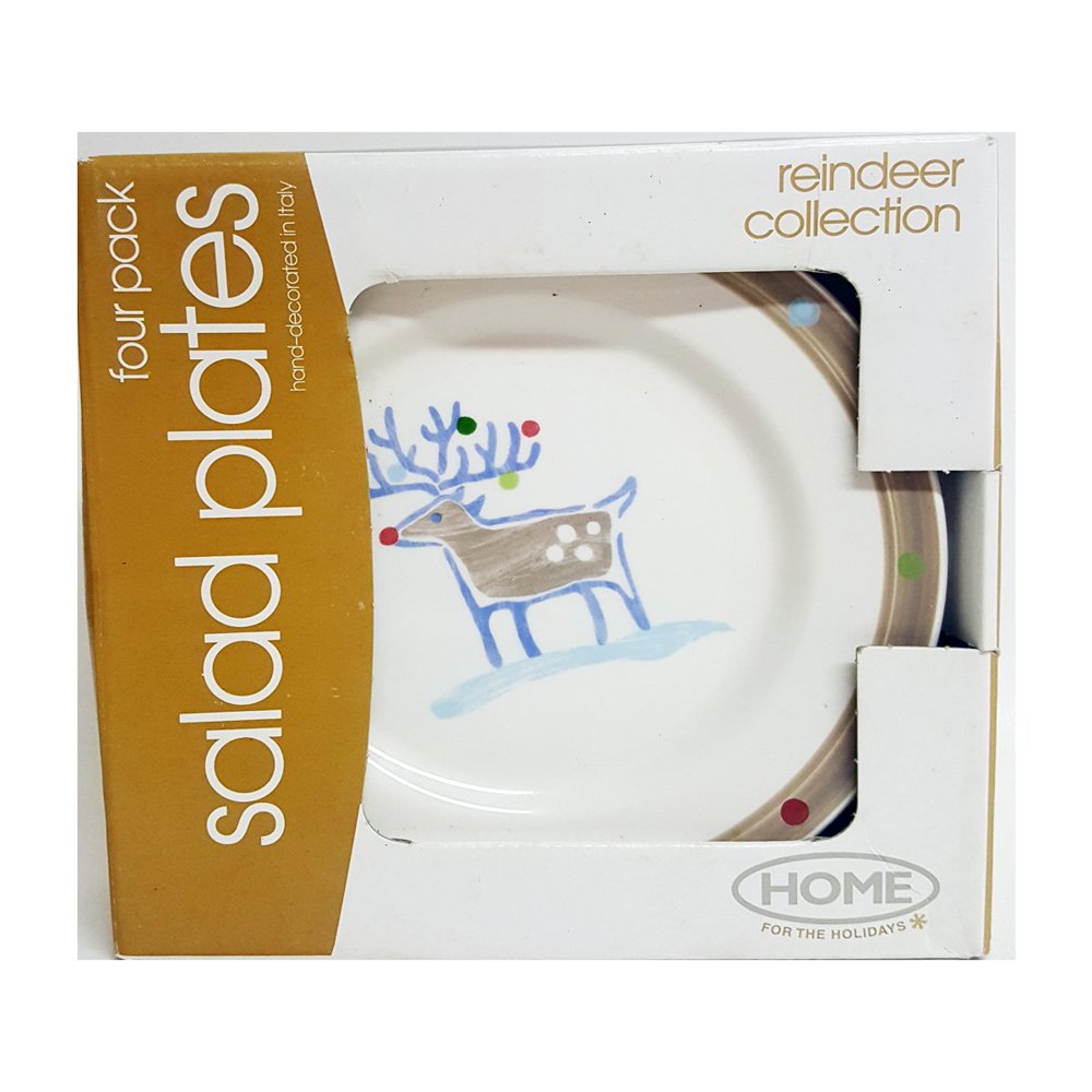 Home For The Holidays Reindeer Salad Plates Set of 4