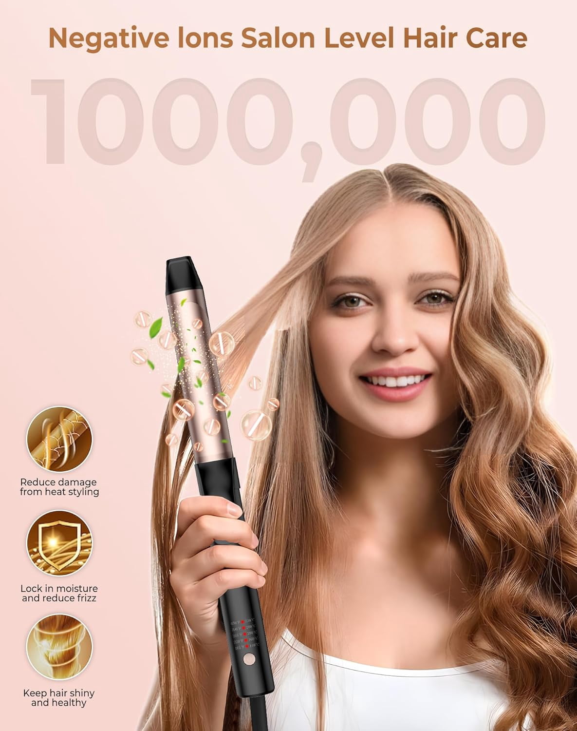 Scheri Rotating Curling Iron, Hair Curler Automatic Rotating, 30s Rapid Heating Automatic Curling Iron, Dual Voltage 110-240V, Time Saving Self Curling Hair Curler for Short Long Hair