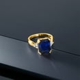 thumbnail image 6 of Gem Stone King 6.88 Ct Octagon Blue Created Sapphire 18K Yellow Gold Plated Silver Ring, 6 of 6