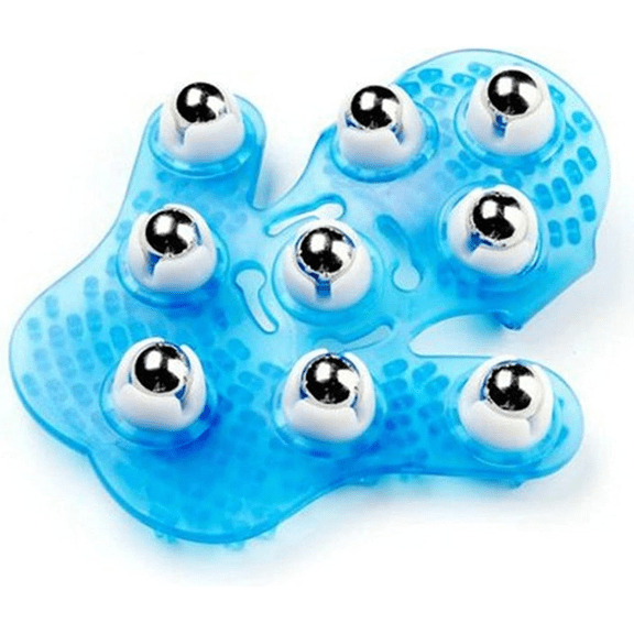 ZWSYAWLYC Massage mitts,Glove Massager Palm Shaped Hand Massage Manual 9 360-degree-roller Mental Roller Ball Blue