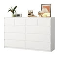 thumbnail image 3 of ChVans White Malm 10 Drawers Dresser for Bedroom, 55" Wide 37" Tall Dresser with 10 Drawers, Modern Large Wood Chest of Drawer Handle Free, Living Room, Entryway, Hallway, White, 3 of 6