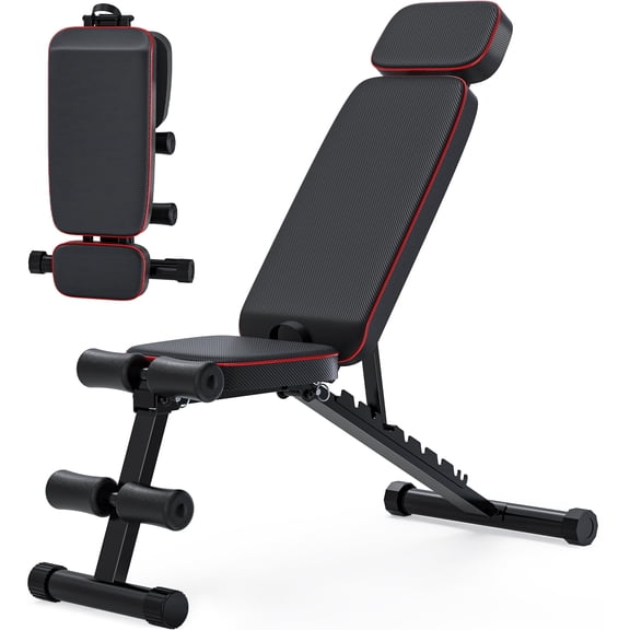 Adjustable Weight Bench Foldable -800LB Workout Bench, Extended head and neck protection design, 3 Sec Fast Folding Multi-Purpose for Full Body Workout