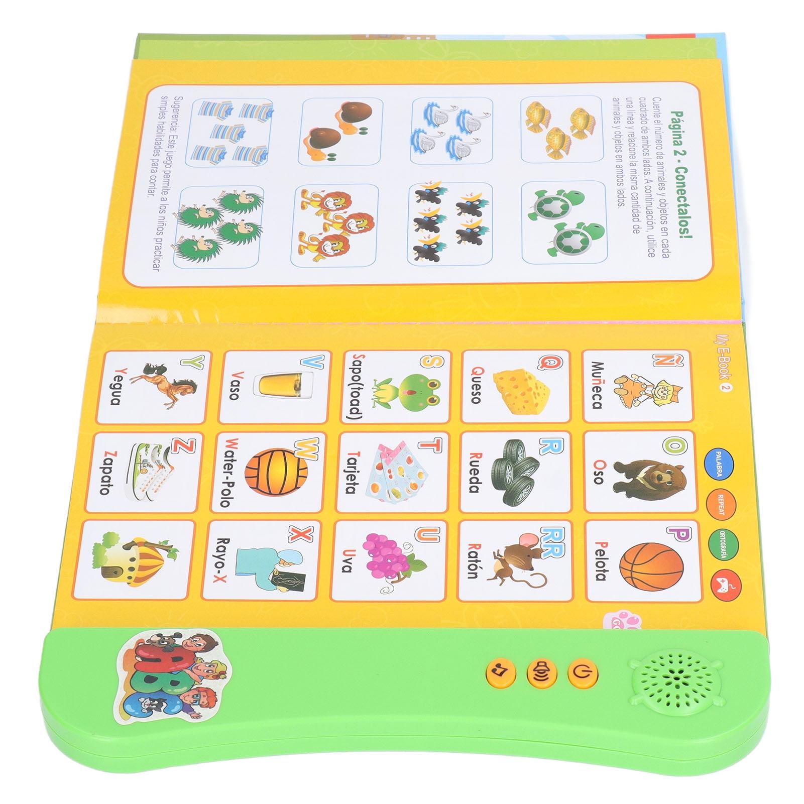 KKPLZZ Livre Parlant Bilingue Espagnol Anglais pour Enfants, Jouet d'apprentissage Interactif avec Technologie Tactile, Livre Sonore éducatif pour Les Enfants D'âge Préscolaire à