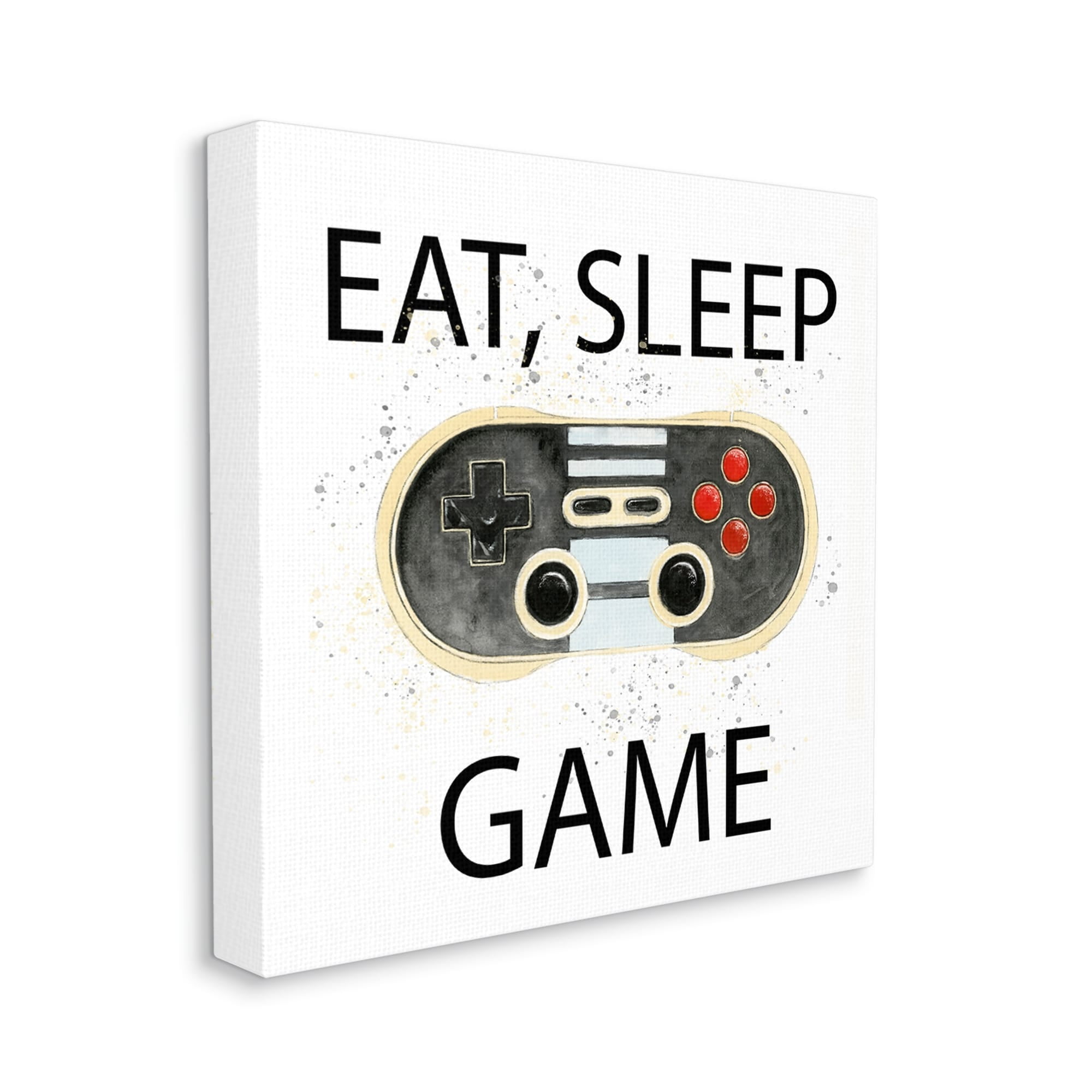 Stupell Industries Eat Sleep Game Vintage Controller Art for Kids Painting Gallery Wrapped Canvas Print Wall Art