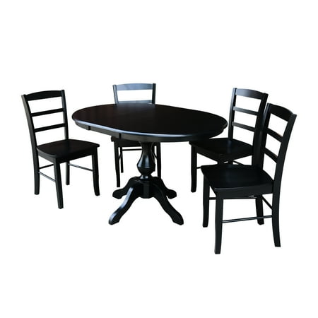 36 Round Dining Table With 12 Leaf And 4 Madrid Chairs Black 5 36 Round Dining Table With 12 Leaf And 4 Madrid Chairs Black