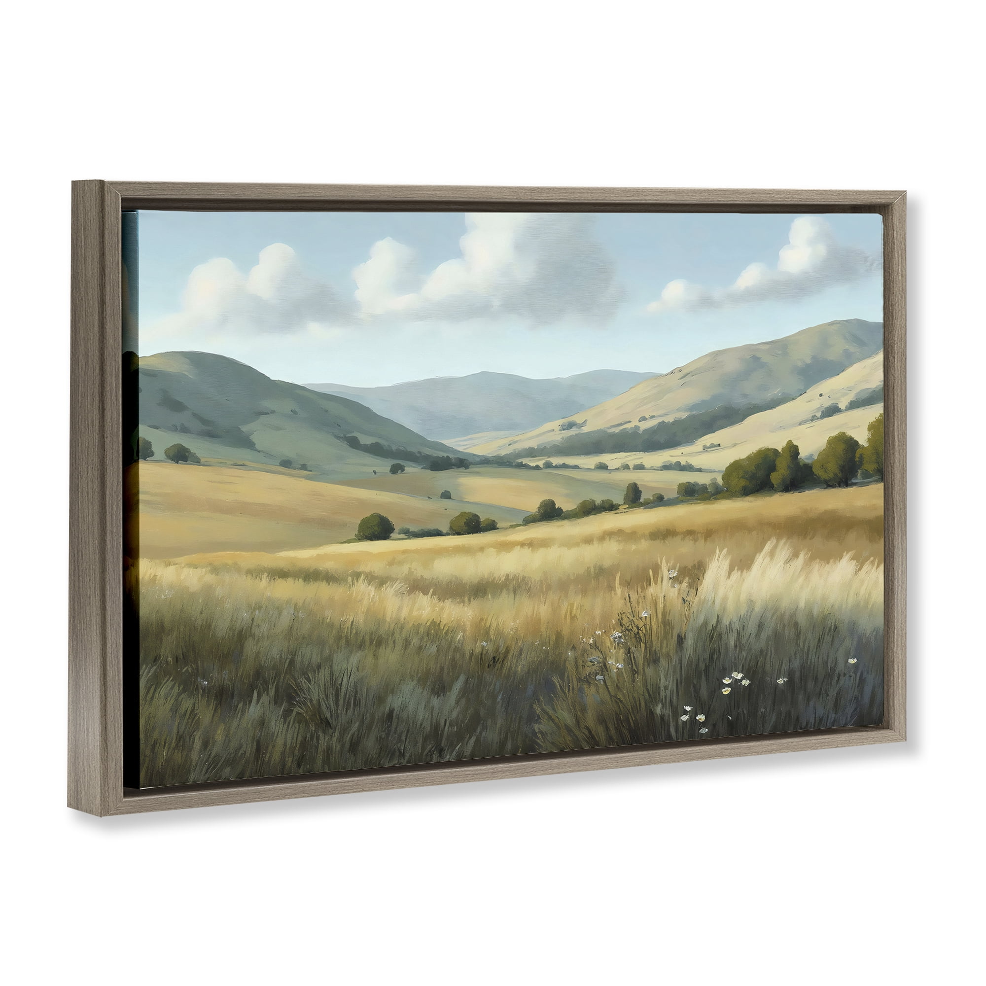 Stupell Industries Rolling Hills at Golden Hour Brown Framed Floater Canvas Wall Art, design by Creative Studio