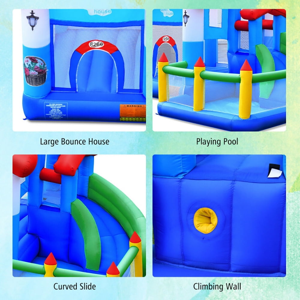 Aimee Lii Kids Inflatable Bounce Slide Castle Ball Pit without Blower, Kids Bounce House for 5-10