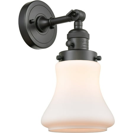 

Oil Rubbed Bronze Tone Wall Sconces 7 Wide Matte White Glass Steel/Cast Brass Medium Base 1 Light Fixture