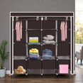 thumbnail image 2 of Tcbosik Portable Closet Wardrobe with Cover, 67"H Clothing Organizer Storage Rack with Side Pockets, Storage Shelves and Hanging Rods, Dark Brown, 2 of 8