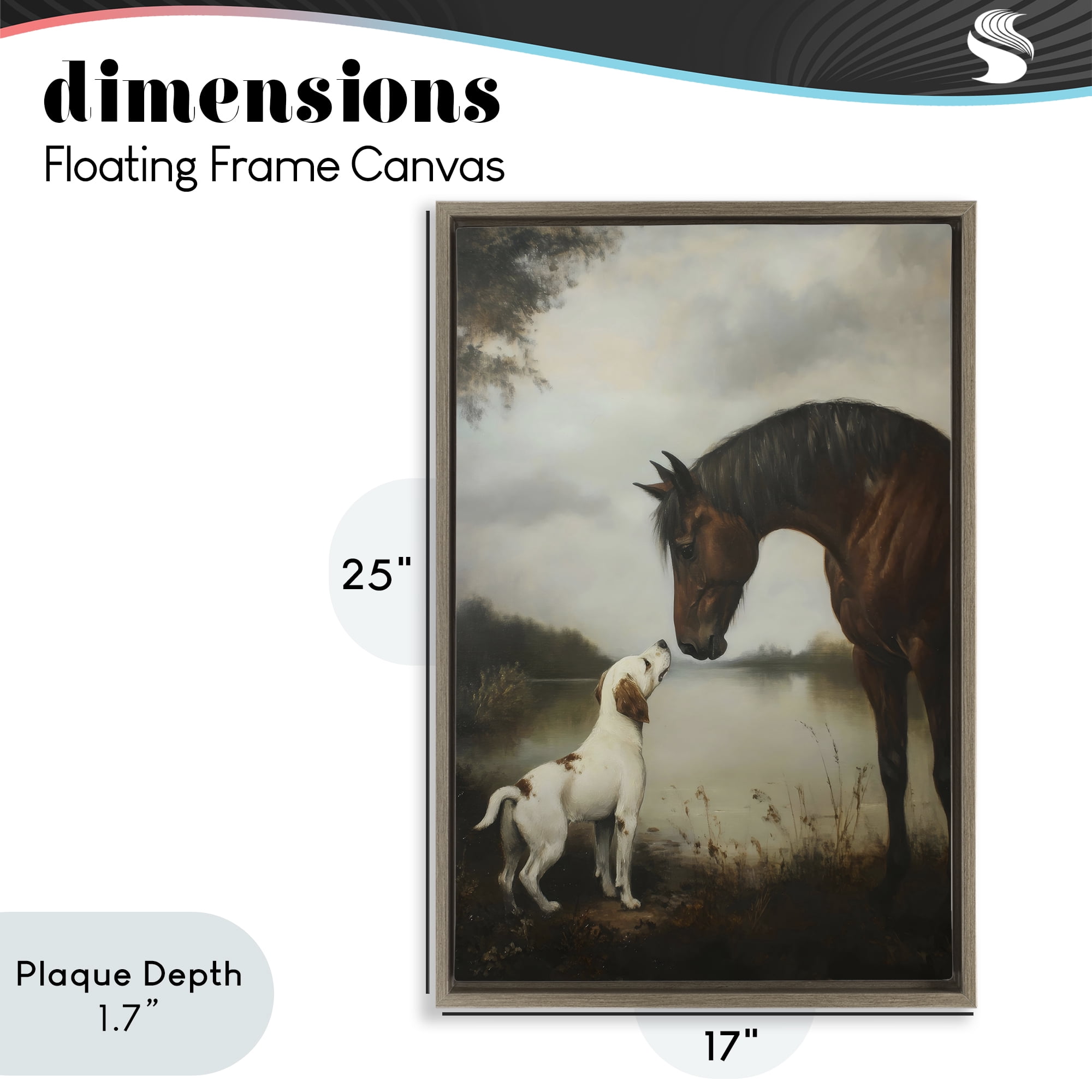 Stupell Industries Hound & Horse Companions Brown Framed Floater Canvas Wall Art, design by Petal Prints Design