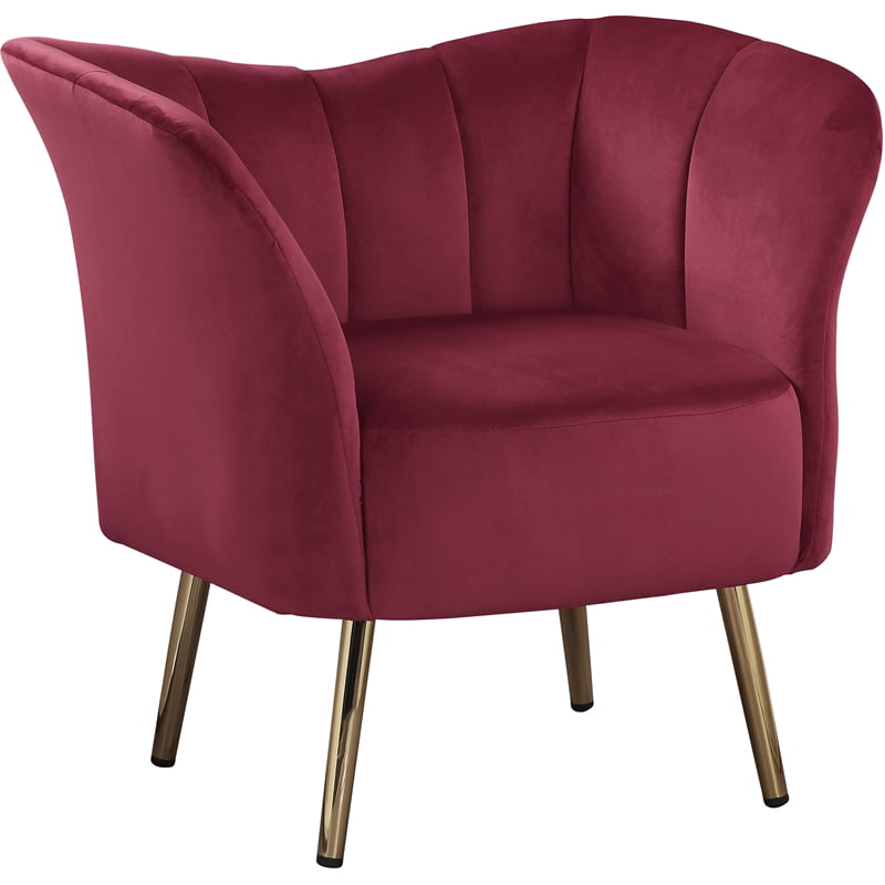 Beethoven Pink Velvet with Gold Plated Accent Chair 