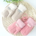 thumbnail image 4 of 1 Pair Hanging Rope Halter Thickened Fleece Lining Winter Gloves Letter Logo Solid Color Baby Knitting Mittens, 4 of 10