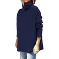 thumbnail image 2 of Women's Turtleneck Oversized Sweaters 2023 Fall Long Batwing Sleeve Spilt Hem Tunic Pullover Sweater Knit Tops, 2 of 11