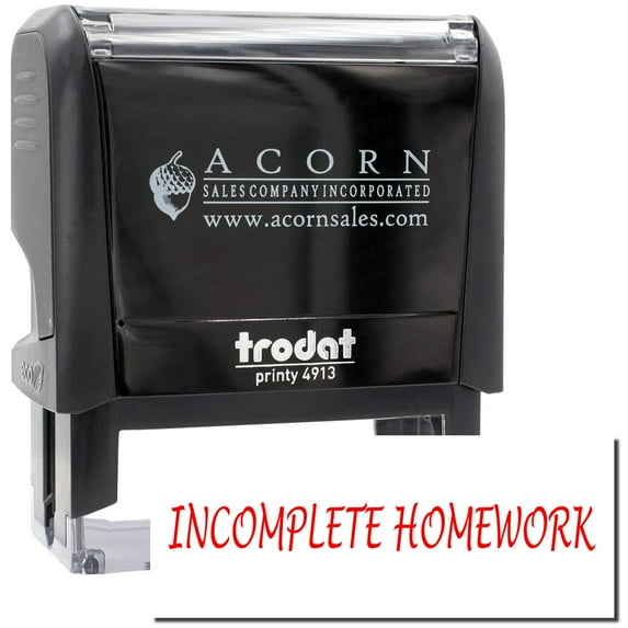 Large Self-Inking Incomplete Homework Stamp, Trodat Printy 4913, Press and Print Stamping, Impression Size 7/8" x 2-1/4", Up to 10,000 Impressions - Red Ink