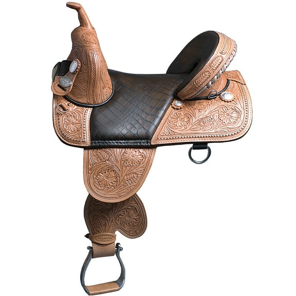 HILASON Western Horse Treeless Trail Barrel Racing American Leather Saddle| Saddle | for Horses