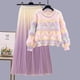 thumbnail image 1 of Conjunto de falda de dos piezas para mujer, conjunto de vestidos, chándal de manga larga, jersey + falda de línea A de cintura alta, 1 of 5