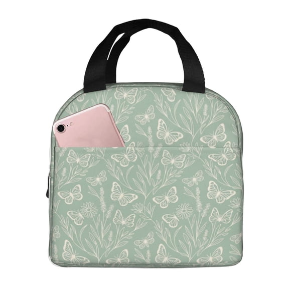 Butterfly Insulated Lunch Bag Reusable Cooler Tote Leakproof Thermal Bag With Front Pocket For Work Office Gym Picnic Travel Daily Outdoor Use Bag