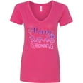 thumbnail image 3 of Inktastic Purple Happy Birthday Mommy Women's V-Neck T-Shirt, 3 of 5
