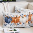 thumbnail image 2 of Orange Blue Thanksgiving Throw Pillow Cover 16 x 24 Inch Decorative Pillow Cover Fall Pumpkins Maple Leaf Grey Plaid Lumbar Pillowcase Seasonal Rectangle Cushion Case for Couch Sofa Bed Living Room, 2 of 9