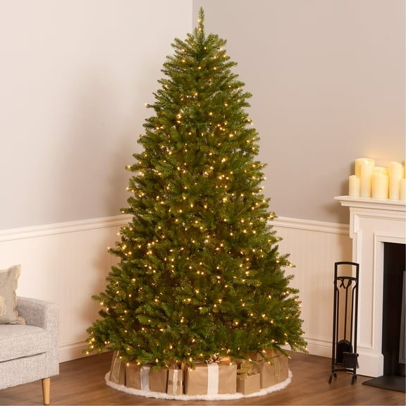 7.5 ft. Pre-Lit Artificial Dunhill Fir Christmas Tree, Green, Clear Lights, Includes Stand