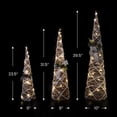 thumbnail image 6 of Northlight LED Lighted Flocked Rattan Christmas Cone Tree Decorations with Bows - 39.5" - Set of 3, 6 of 10