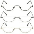 thumbnail image 3 of REAVEE 3 Pairs Half Frame Reading Glasses Half Metal Moon Readers for Women Men Golden+Silver+Gray 1.25, 3 of 4