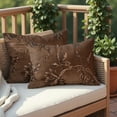 thumbnail image 2 of Throw Pillow Covers Set of 4 Embroidered Sequins Floral Design, Cushion Case for Sofa Couch Chair Bed, Brown, 14x20 inches, 2 of 9