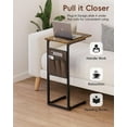 thumbnail image 4 of C Shaped End Table, Small Side Table for Couch, Tall Couch Side Table C Table for Small Space, TV Tray Slide Under Sofa Snack Table with Metal Frame for Living Room, Bedroom, Bedside, Brown, 4 of 18