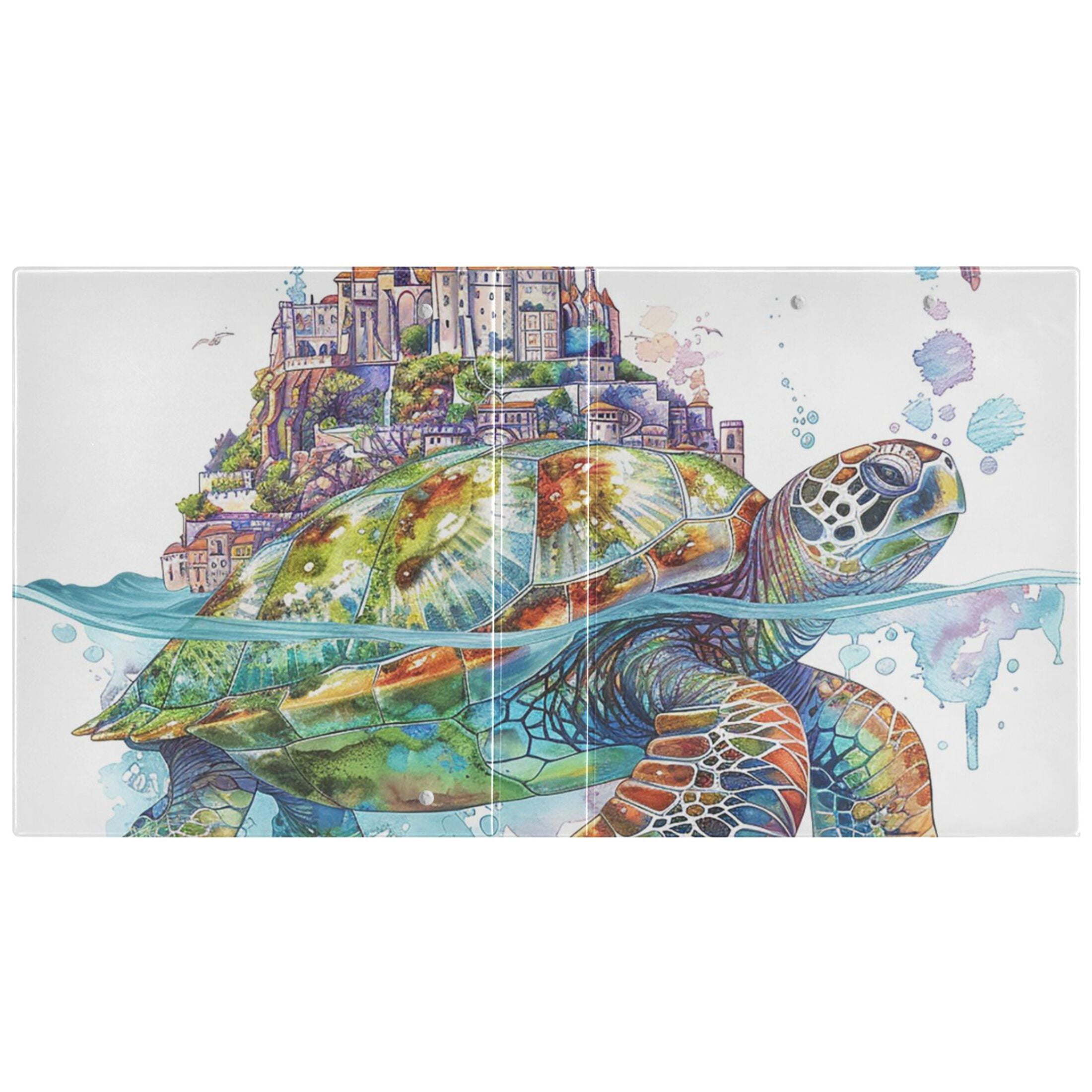 Sea Turtle City 3 Ring Binders 1.5 inch Hardcover File Folders with Interior Pockets A4 Size Organizer for School Office Hospital
