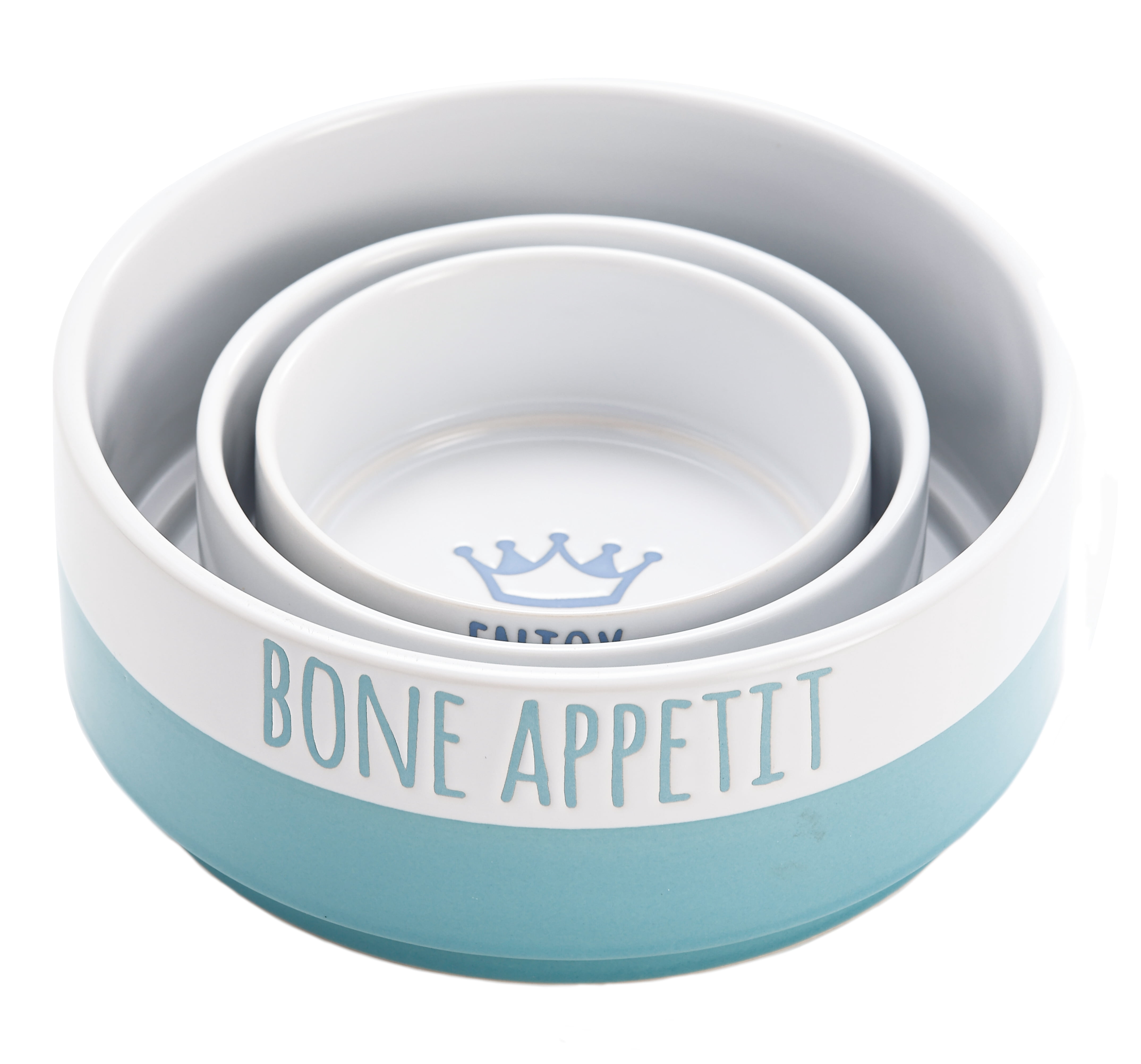 Bico Minimalistic BONE APPETIT Ceramic 76oz Pet Bowl, for Large Size Dog, Puppy, Cat, Kitten, Durable and Dishwasher Safe Stoneware