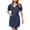 Dark Blue, variant on Denim Dress for Women, Puff Sleeve V Neck Bodycon Summer Dress With Button, Soft Comfortable Vintage Dress